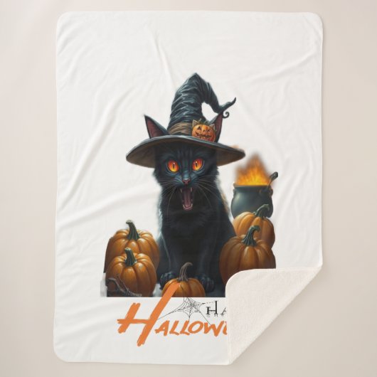 Couverture Sherpa Chat d'Halloween  (Devant)