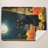 Couverture Sherpa Chat d'Halloween noir (Devant (Horizontal))