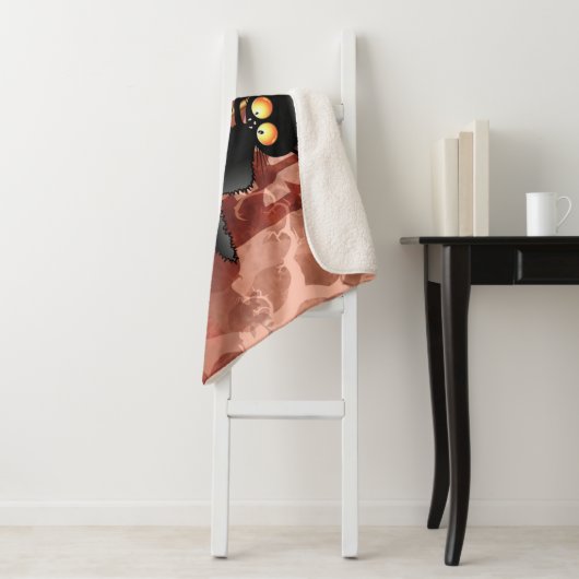 Couverture Sherpa Chat effrayé par Citrouille Fun Halloween caractèr (En situation)