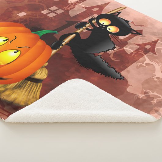 Couverture Sherpa Chat effrayé par Citrouille Fun Halloween caractèr (3/4)