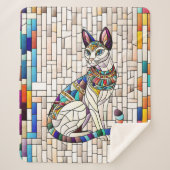 Couverture Sherpa Chat égyptien - Art Mosaïque (Devant)