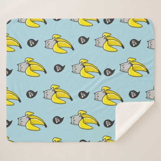 Couverture Sherpa Chat en banane (Devant (Horizontal))
