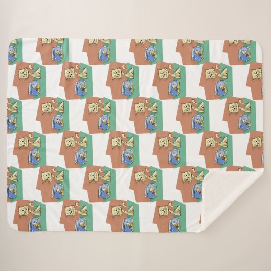 Couverture Sherpa Chat et cuvette de poisson (Devant (Horizontal))