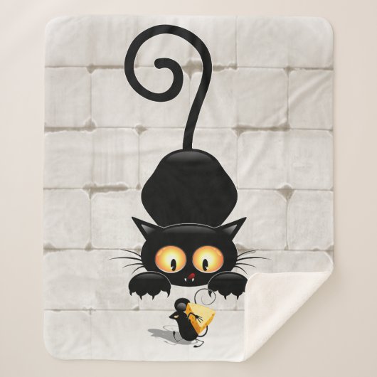 Couverture Sherpa Chat et souris avec des personnages de dessin amus (Devant)