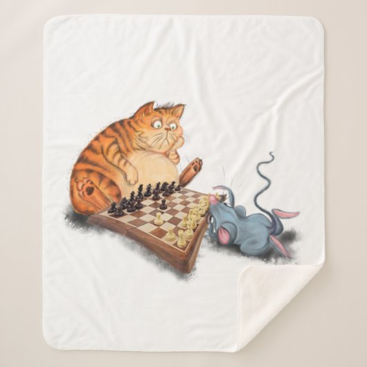 Couverture Sherpa Chat et souris Jouer aux échecs Sherpa Blanket (Devant)