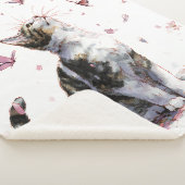 Couverture Sherpa Chat Fleur de Cerisier et Papillons (10) (3/4)