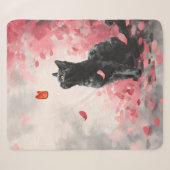 Couverture Sherpa Chat Fleur de Cerisier et Papillons (3) (Devant (Horizontal))