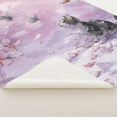 Couverture Sherpa Chat Fleur de Cerisier et Papillons (5) (3/4)