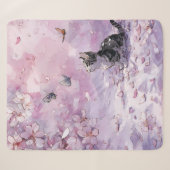 Couverture Sherpa Chat Fleur de Cerisier et Papillons (5) (Devant (Horizontal))