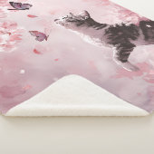 Couverture Sherpa Chat Fleur de Cerisier et Papillons (7) (3/4)