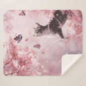 Couverture Sherpa Chat Fleur de Cerisier et Papillons (7) (Devant (Horizontal))