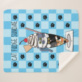 Couverture Sherpa Chat Fudge Sundae (avec texte) Sherpa Blanket (Devant (Horizontal))