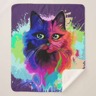 Couverture Sherpa Chat Funny et Silly Caractère Été Fun surf