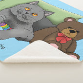 Couverture Sherpa Chat gris ours en peluche (3/4)