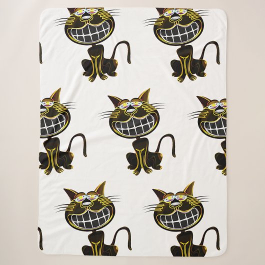 COUVERTURE SHERPA CHAT JAUNE ET NOIR CLAIR (Devant)