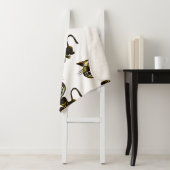 COUVERTURE SHERPA CHAT JAUNE ET NOIR CLAIR (En situation)