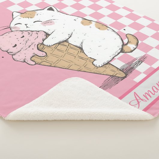 Couverture Sherpa Chat mignonne avec cône de crème glacée (3/4)