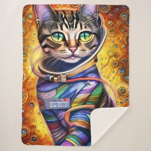 Couverture Sherpa Chat néon futuriste (Devant)