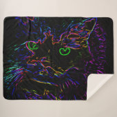 Couverture Sherpa Chat Neon Glow (Devant (Horizontal))