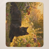 Couverture Sherpa Chat noir dans les fleurs I (Devant)