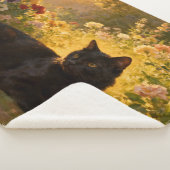 Couverture Sherpa Chat noir dans les fleurs I (3/4)