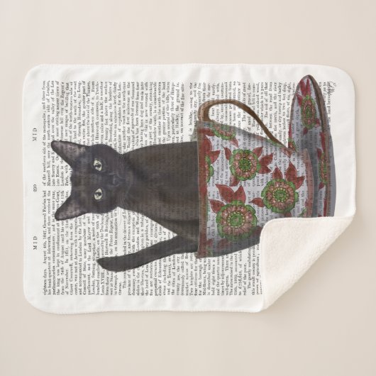 Couverture Sherpa Chat noir en Teacup (Devant (Horizontal))