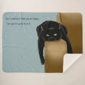 Couverture Sherpa Chat noir Funny Sassy Blue (Devant (Horizontal))