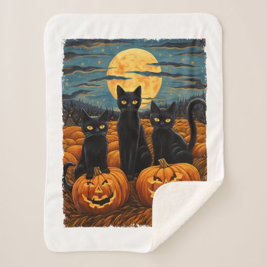 Couverture Sherpa Chat noir Halloween Amoureux de les chats Starry N (Devant)