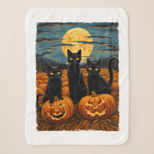 Couverture Sherpa Chat noir Halloween Amoureux de les chats Starry N