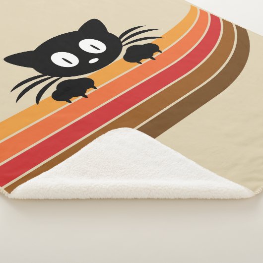 Couverture Sherpa Chat noir mignon avec rayures rétro (3/4)