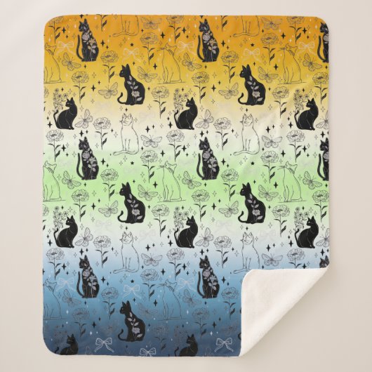 Couverture Sherpa Chat noir mystique et ensorcelant - Fierté AroAce (Devant)