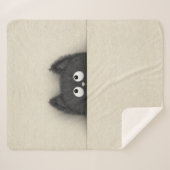 Couverture Sherpa Chat noir pelucheux mignon faisant une pointe (Devant (Horizontal))