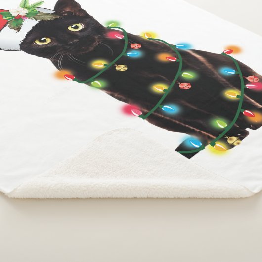Couverture Sherpa Chat Noir Père Noël Tangée Dans Les Lumières De No (3/4)