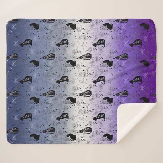 Couverture Sherpa Chat noir Pride Bouton Lesbienne - Mystical Witchy (Devant (Horizontal))