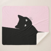 Couverture Sherpa Chat noir rusé rose (Devant (Horizontal))
