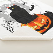 Couverture Sherpa Chat noir sur T-shirt Citrouille - Halloween Plein (3/4)