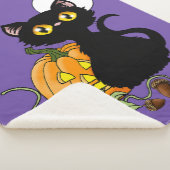 Couverture Sherpa Chat noir violet Citrouille d'Halloween (3/4)