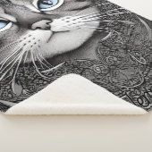 Couverture Sherpa Chat Orné Noir et Blanc Nom personnalisé (3/4)