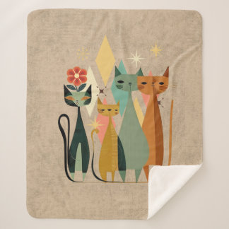 Couverture Sherpa Chat Retro Sherpa Blanket, Retro