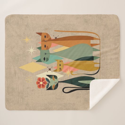 Couverture Sherpa Chat Retro Sherpa Blanket, Retro (Devant (Horizontal))