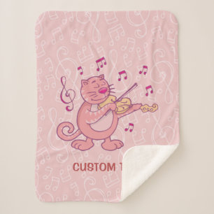 Couverture Sherpa Chat rose avec Violon