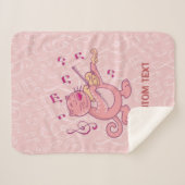 Couverture Sherpa Chat rose avec Violon (Devant (Horizontal))