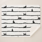 Couverture Sherpa Chat Silhouette rayures Abstrait main tiré Motif (Devant (Horizontal))