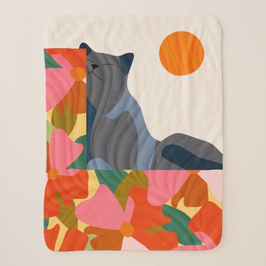 Couverture Sherpa Chat Sunny Garden (Devant)