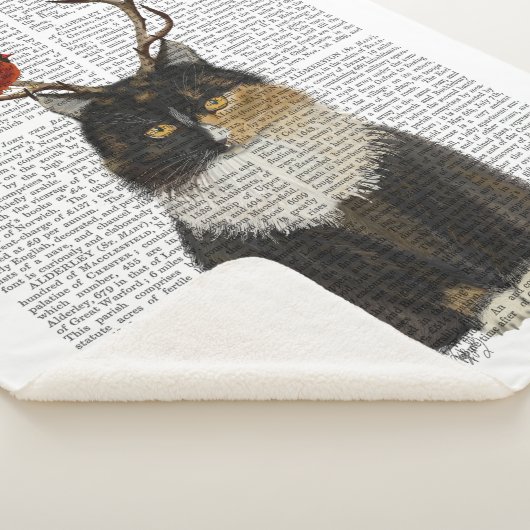 Couverture Sherpa Chat Tortoiseshell avec Antlers et Red Birds (3/4)