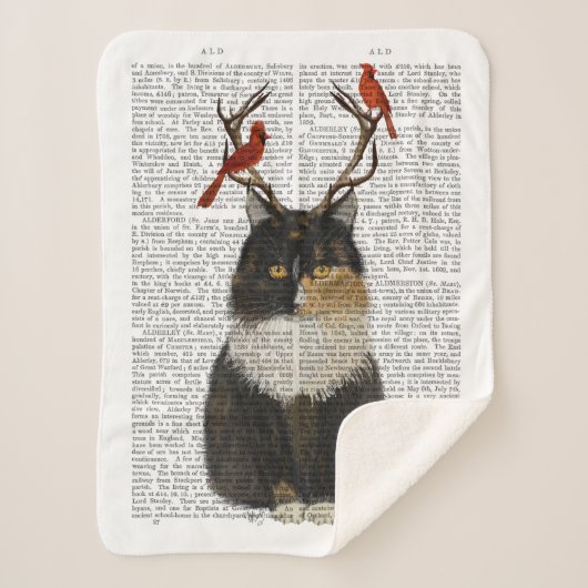 Couverture Sherpa Chat Tortoiseshell avec Antlers et Red Birds (Devant)