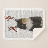 Couverture Sherpa Chat Tortoiseshell avec Antlers et Red Birds (Devant (Horizontal))