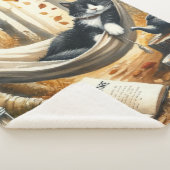 Couverture Sherpa Chat Tuxedo noir et blanc Dreaming of Adventure (3/4)
