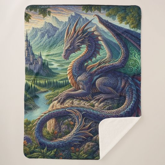 Couverture Sherpa Château du Dragon médiéval coloré (Devant)