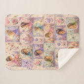 Couverture Sherpa Château en patchwork de fées pour les rêveurs cosy (Devant (Horizontal))
